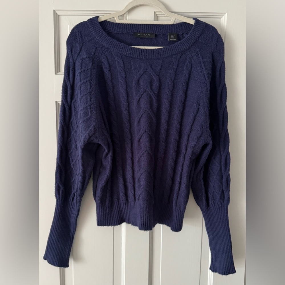 Tahari Cable Knit Sweater - Deep Blue